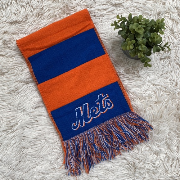NY Mets Fringe Scarf Stadium Giveaway 💗 Orange & Blue - Picture 1 of 11